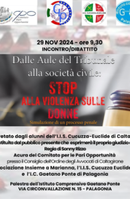 Dalle aule del tribunale alla società civile: STOP alla violenza sulle donne”, a cura dell’associazione “Insieme a Marianna